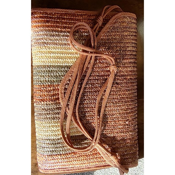 Objectives Brown Stripe Wicker Shoulder Bag - Picture 4 of 8